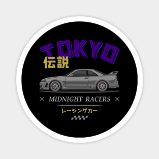 Midnight Racer Silver Skyline R33 GTR JDM Magnet